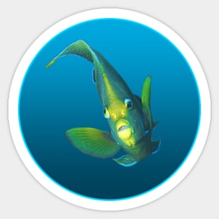 Angelfish | Posing against a blue gradient background | Sticker